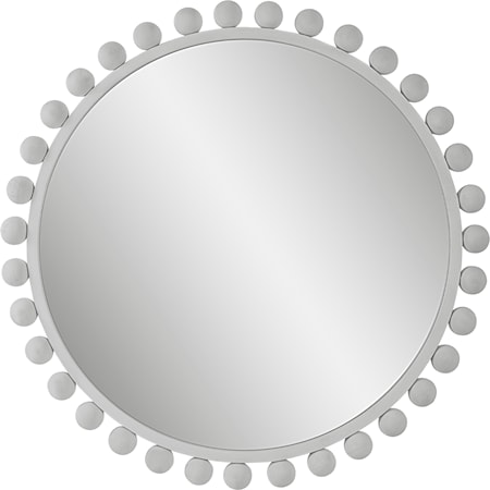 Cyra White Round Mirror