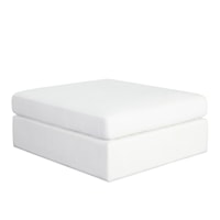 Muse Ottoman In Mist White Performance Fabric