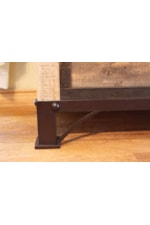 Base trim features solid, hand-forged iron with nail-head detailing for an authentic rustic look