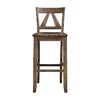 Rustic 2-Count Dining Bar Stool with Distressed Finish