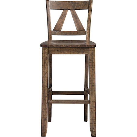 Rustic 2-Count Dining Bar Stool with Distressed Finish