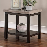 Transitional End Table with Faux Marble Top