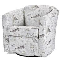 Casual Swivel Glider Barrel Chair with Sloped Arms