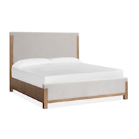 Rustic Upholstered King Panel Bed with Low-Profile Footboard