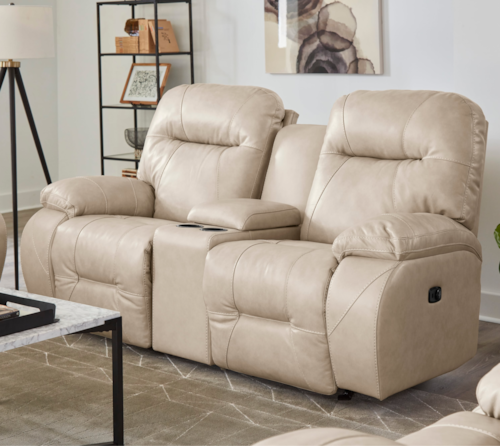 Casual Power Tilt Headrest Space Saver Console Loveseat with USB Port
