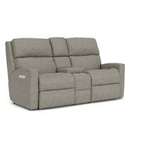 Contemporary Casual Power Reclining Loveseat with Console & Power Headrests