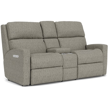 Contemporary Casual Power Reclining Loveseat with Console & Power Headrests