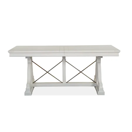 Traditional Rectangular Dining Trestle Table with Leaf