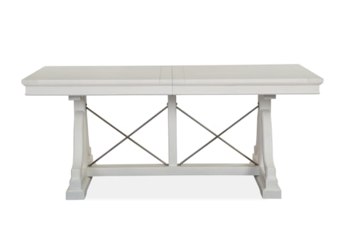 Traditional Rectangular Dining Trestle Table with Leaf