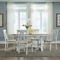 Transitional 5-Piece Trestle Table Set