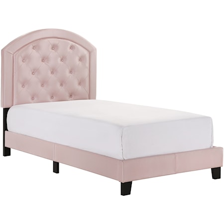 Twin Upholstered Platform Bed with Adjustable Headboard