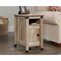 Rustic Side Table with Slide-Out Shelf