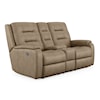 Flexsteel Arlo Power Headrest and Lumbar Console Loveseat