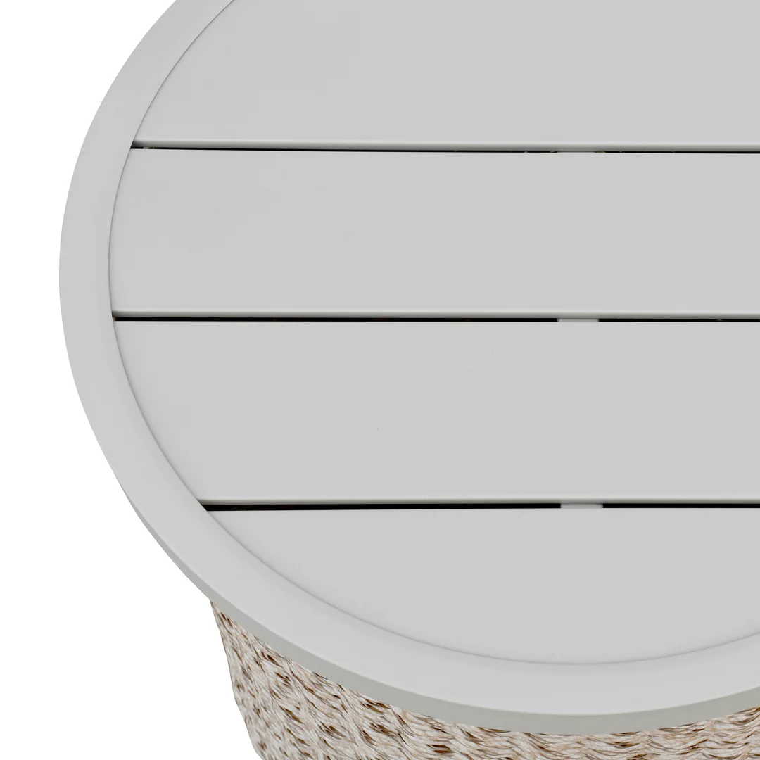 20" Rd. Aluminum-Top Woven End Table