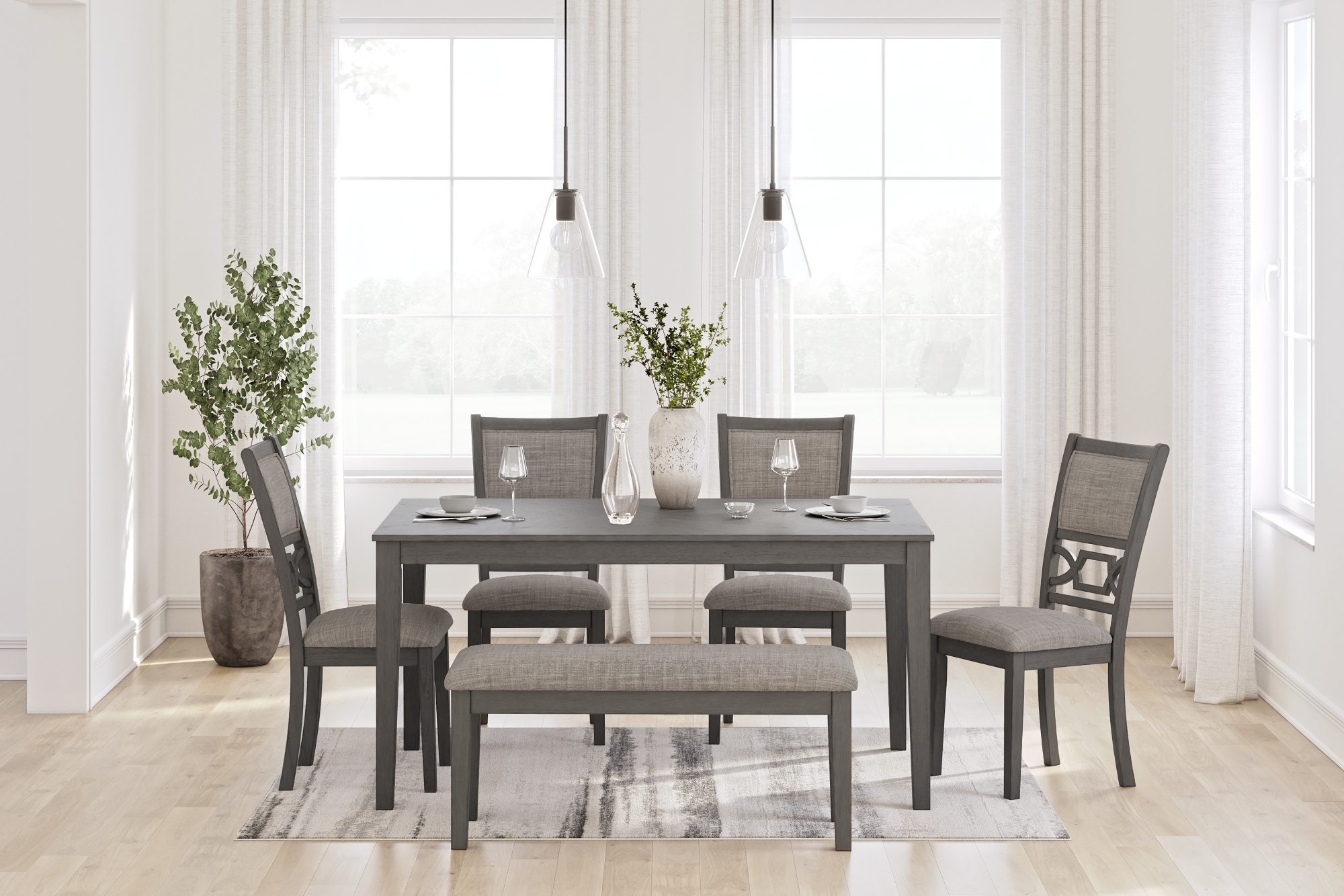 Signature Design by Ashley Wrenning Dining Room Table Set (Set Of 6)