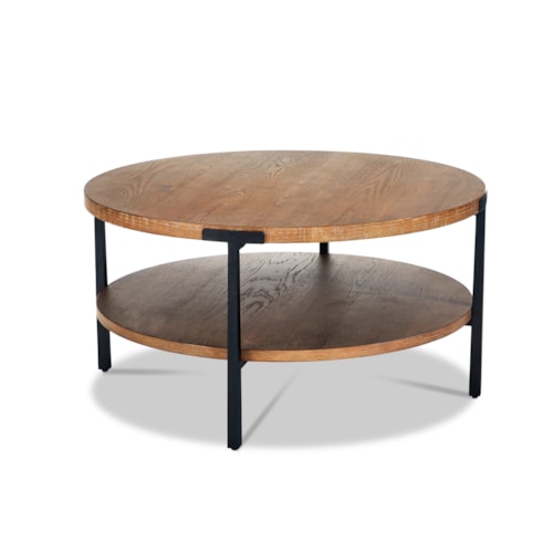 Contemporary Round Coffee Table with Steel Frame