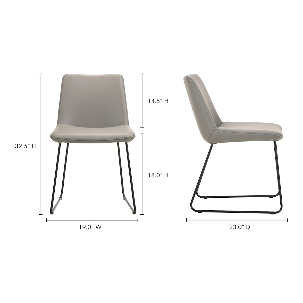 Moe's Home Collection Villa Villa Dining Chair Grey-M2