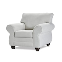 Transitional Rolled Arm Accent Chair with Bun Feet