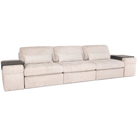 Casual Wide Track Sofa with Wood Tray Arm Attatchments