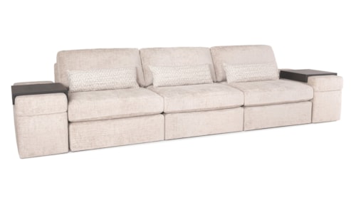 Casual Wide Track Sofa with Wood Tray Arm Attatchments