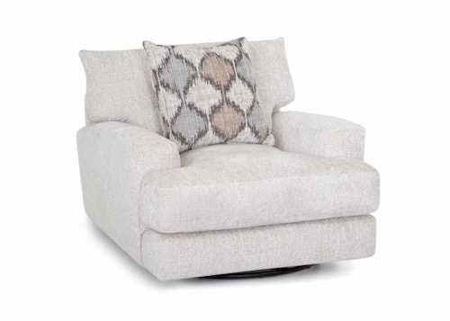 Contemporary Swivel Chair with Throw Pillow