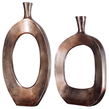 Kyler Textured Bronze Vases Set/2