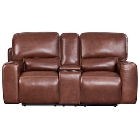 Casual Broadway Power Glider Console Loveseat with USB Port