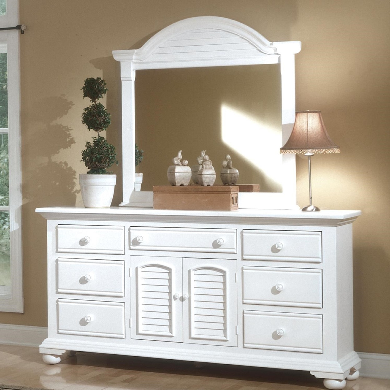 American Woodcrafters Cottage Traditions Triple Dresser and Mirror Combo