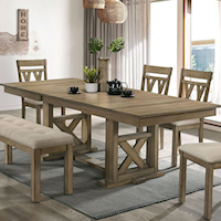 Farmhouse Rectangular Dining Table with Retractable Side Leaves
