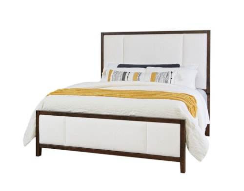 Transitional Queen Upholstered Panel Bed