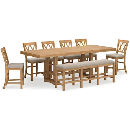 8-Piece Counter Dining Set with Bench