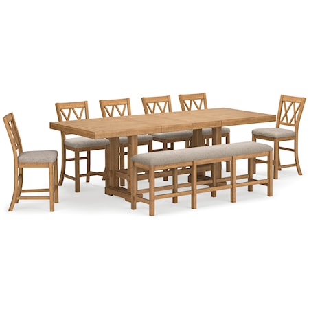 8-Piece Counter Dining Set with Bench