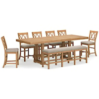8-Piece Counter Dining Set with Bench
