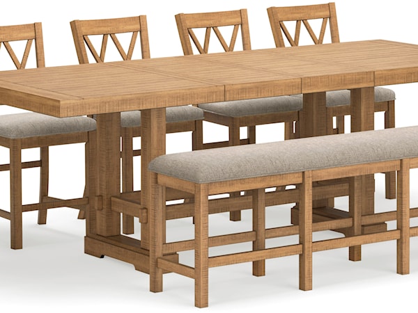 8-Piece Counter Dining Set with Bench