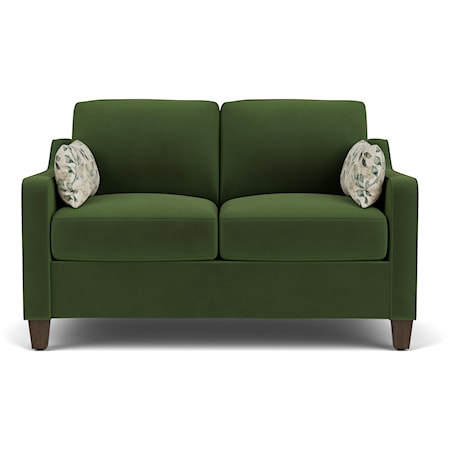 Transitional Loveseat with Throw Pillows