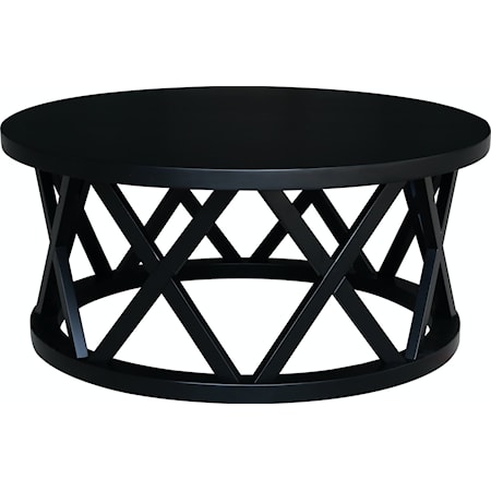 Contemporary Round Coffee Table with X Pattern