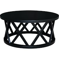 Contemporary Round Coffee Table with X Pattern
