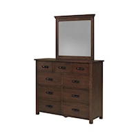 Rustic Dresser and Mirror Set - Dark Brown