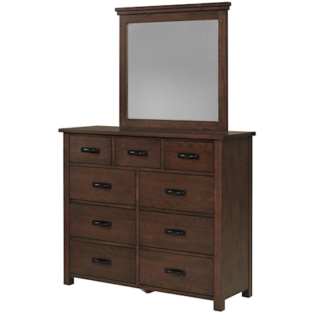 Dresser and Mirror Set - Dark Brown
