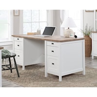 Farmhouse Double Pedestal Executive Desk with File Drawers