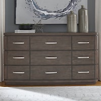 Contemporary 9-Drawer Dresser with Silver Handles