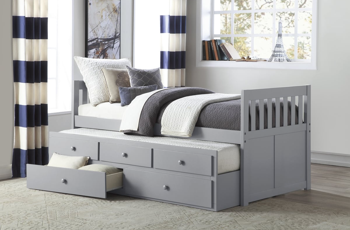 Twin Over Twin Trundle Bed with Storage