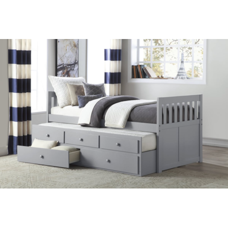 Twin Over Twin Trundle Bed with Storage