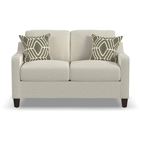 Transitional Loveseat with Sloped Track Arms