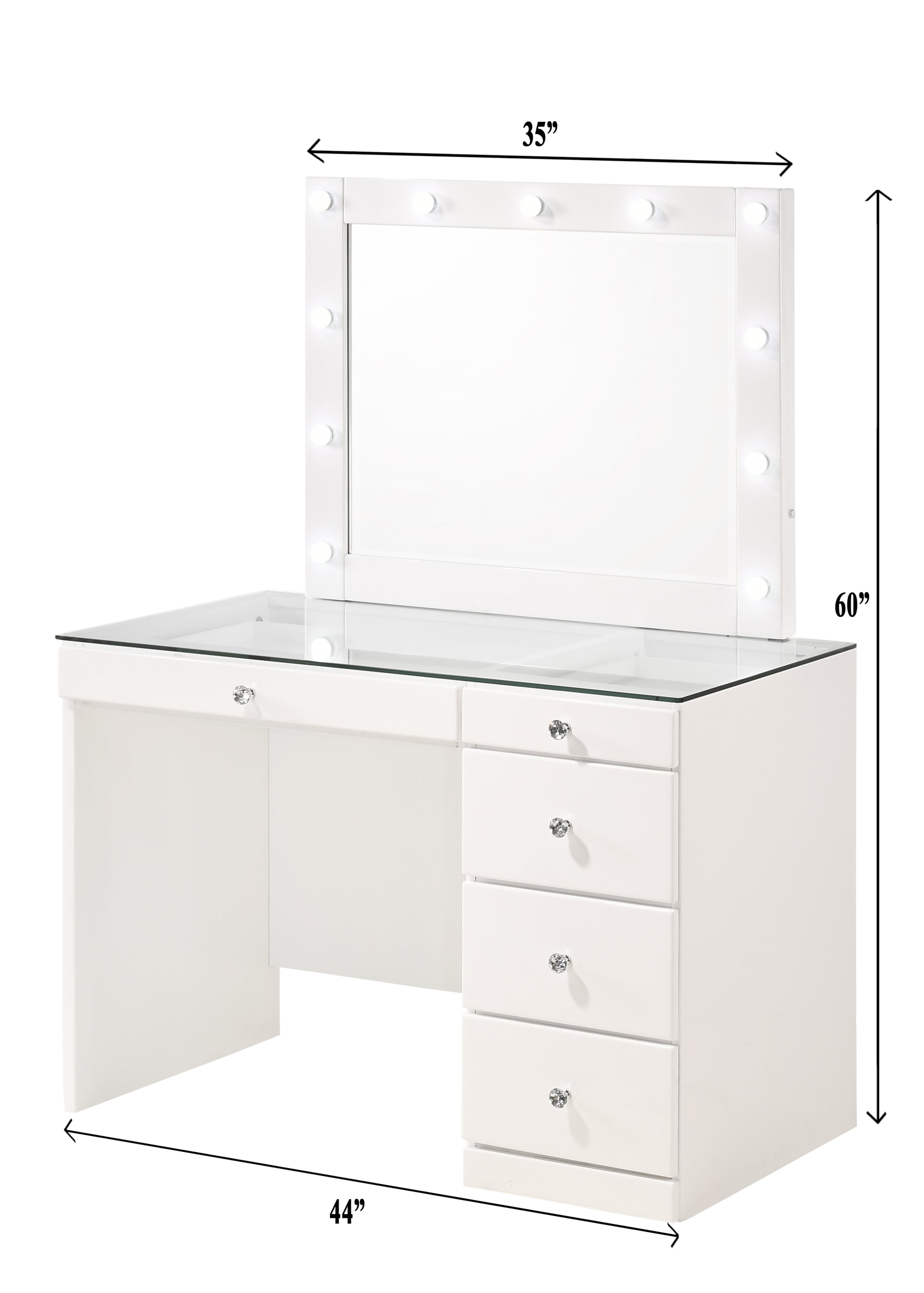 Vanity Desk and Stool Set - White