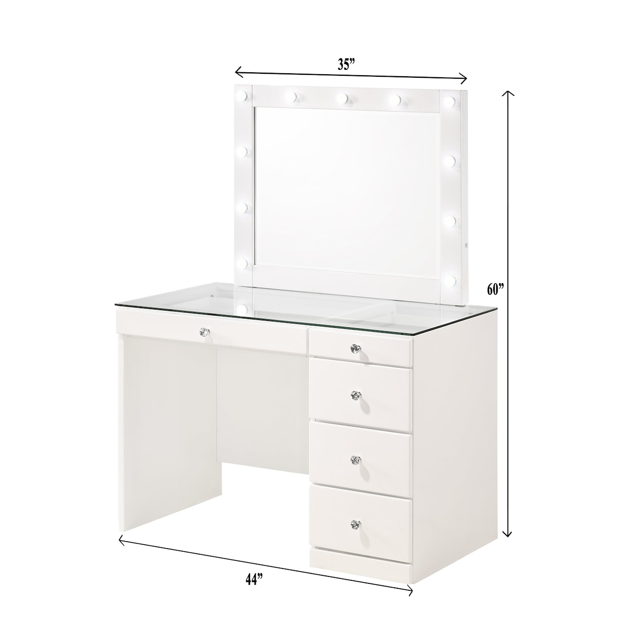 Crown Mark Morgan Vanity Desk with Stool and Mirror