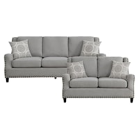 Transitional 2-Piece Living Room Set with Nailheads