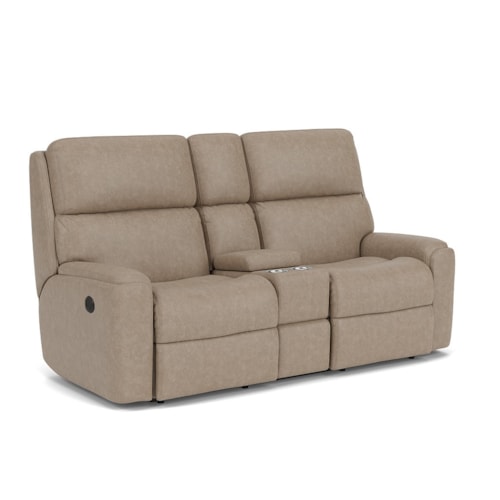 Casual Power Reclining Loveseat with Console