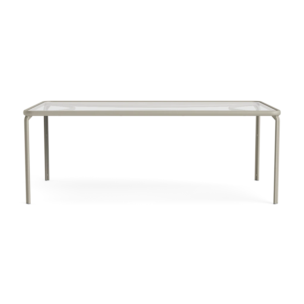 77" Rect. Glass-Top Aluminum Dining Table