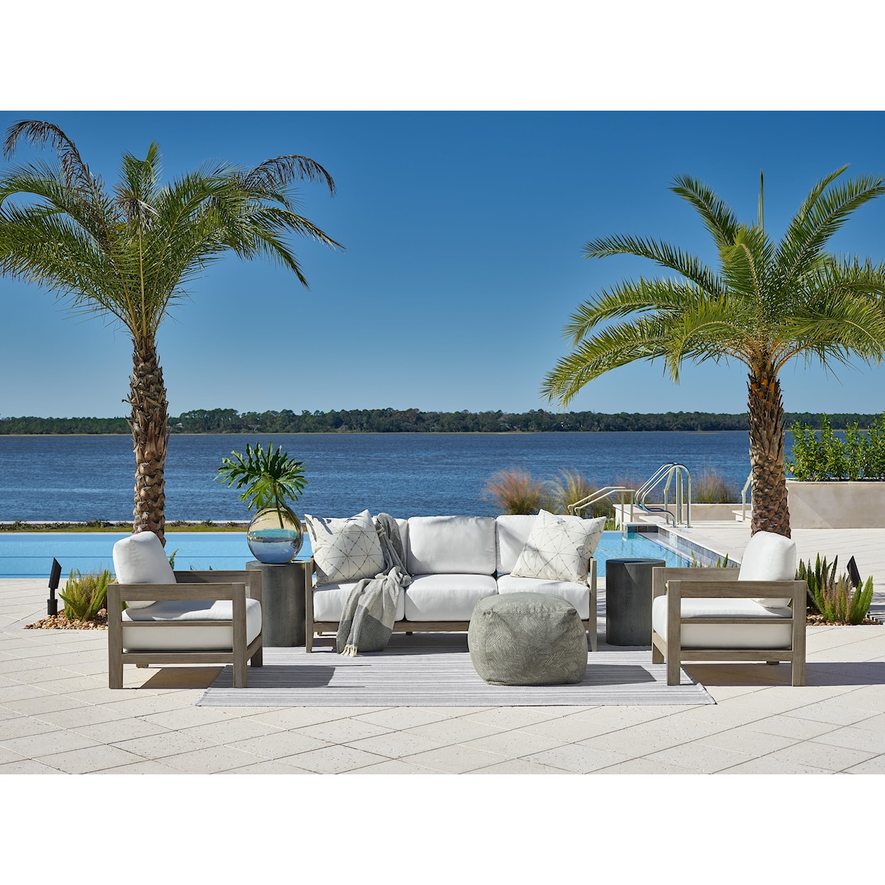 Universal Special Order Bottega Outdoor Pouf Ottoman